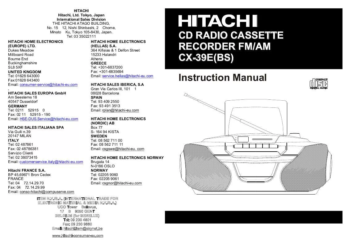 Mode d'emploi HITACHI CX39E(BS)