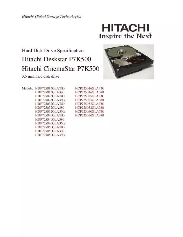 Mode d'emploi HITACHI DESKSTAR P7K500