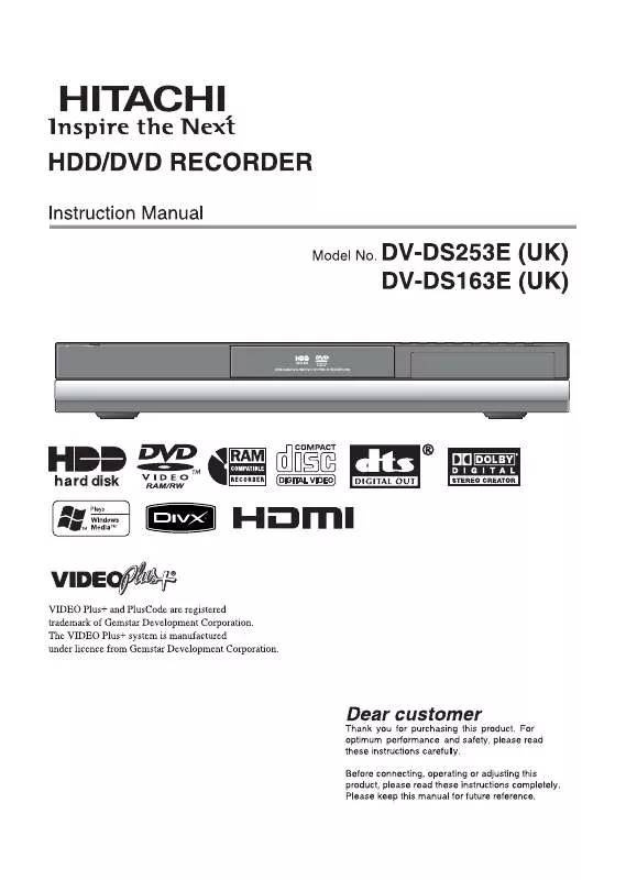 Mode d'emploi HITACHI DV-DS163E(UK)