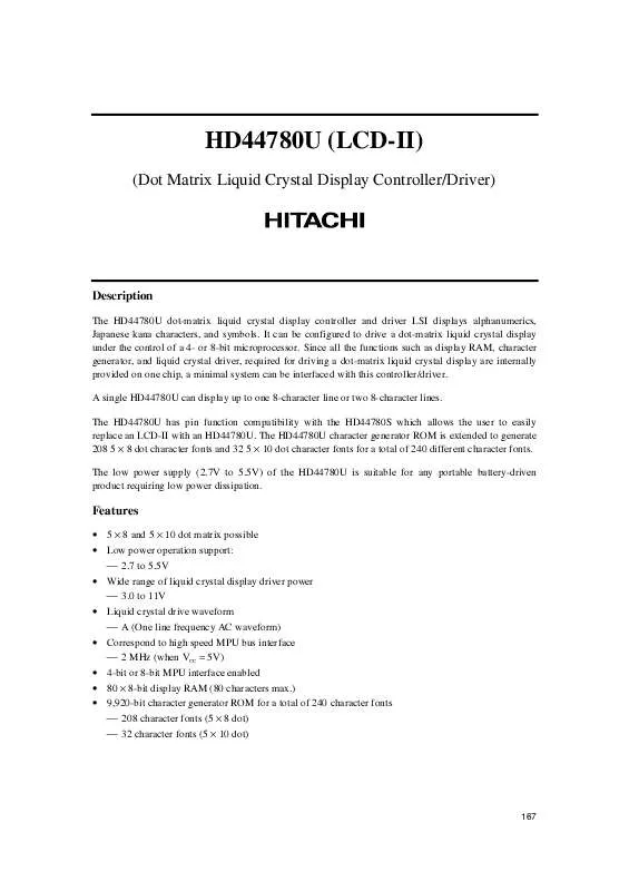 Mode d'emploi HITACHI HD44780U