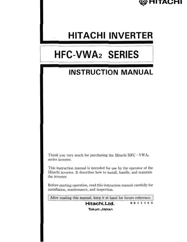 Mode d'emploi HITACHI HFC-VWA2