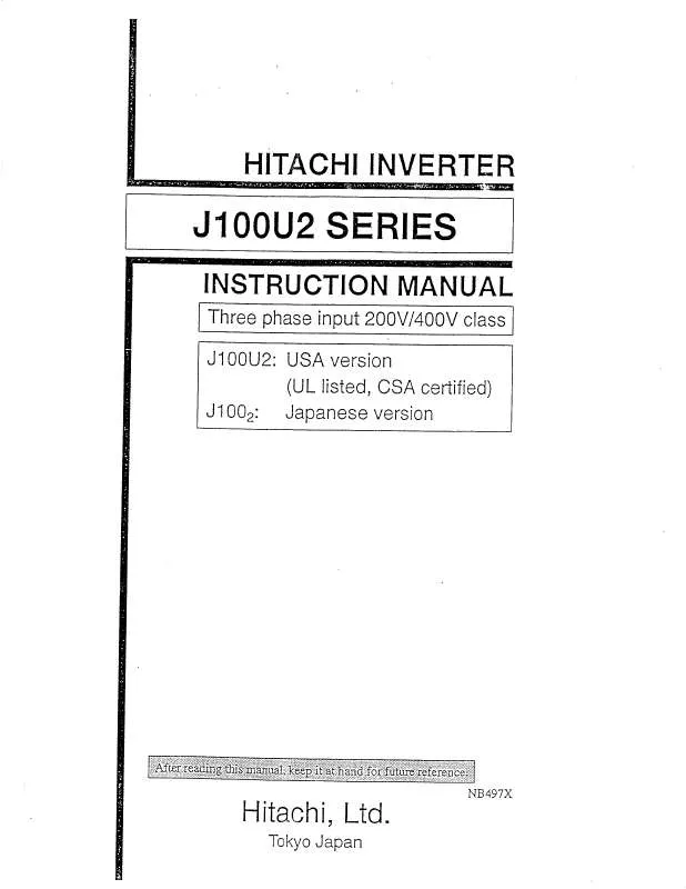 Mode d'emploi HITACHI J100U2