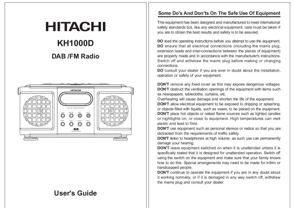Mode d'emploi HITACHI KH1000D