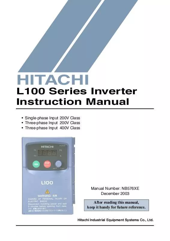 Mode d'emploi HITACHI L100