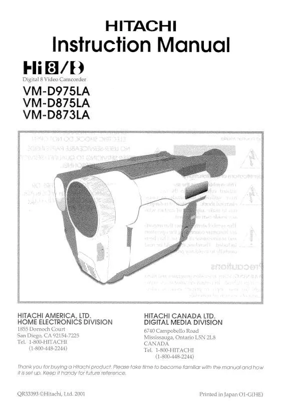 Mode d'emploi HITACHI VM-D873LA