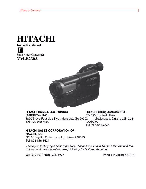 Mode d'emploi HITACHI VM-E230A
