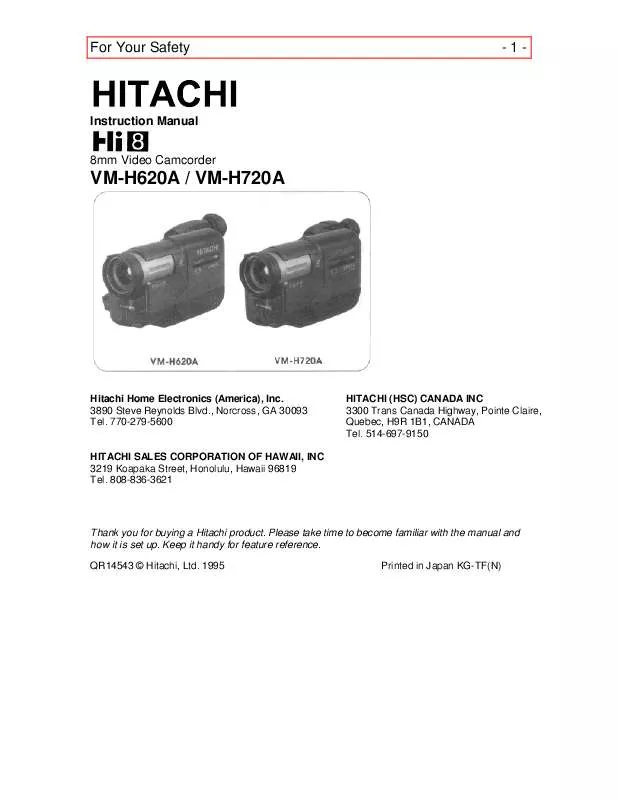 Mode d'emploi HITACHI VM-H620A