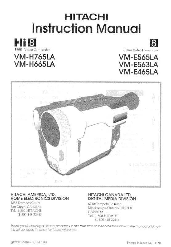Mode d'emploi HITACHI VM-H665LA