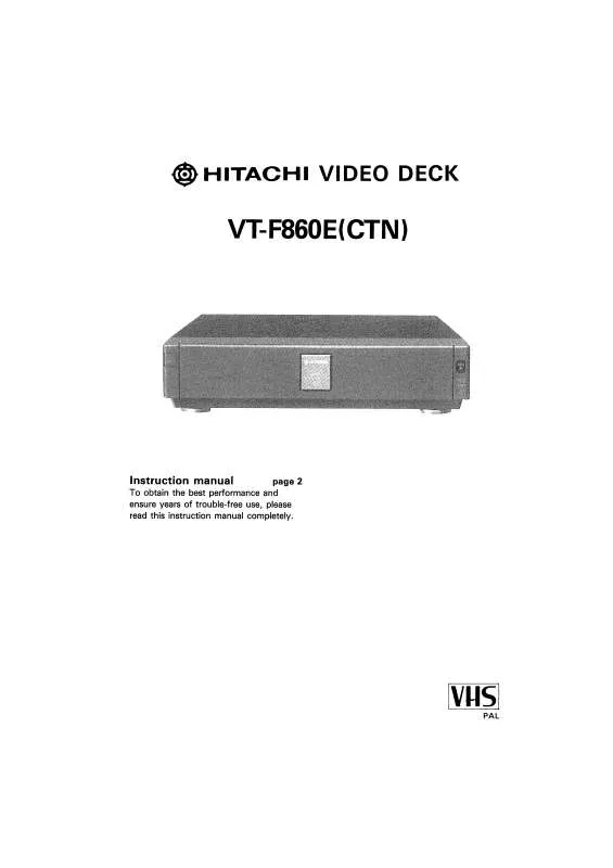 Mode d'emploi HITACHI VTF860E
