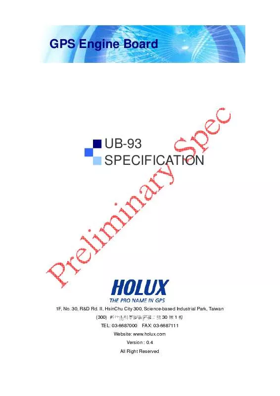 Mode d'emploi HOLUX UB-93