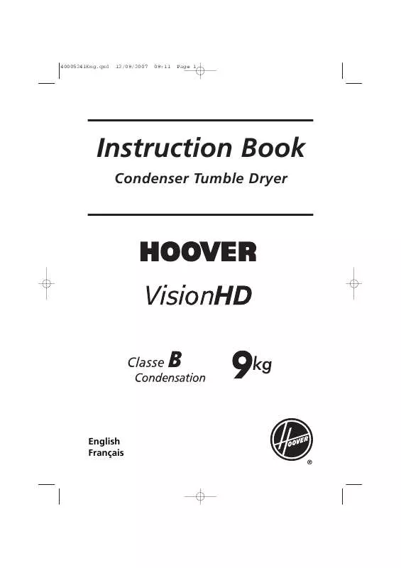 Mode d'emploi HOOVER VISION HD CLASSE B 9KG