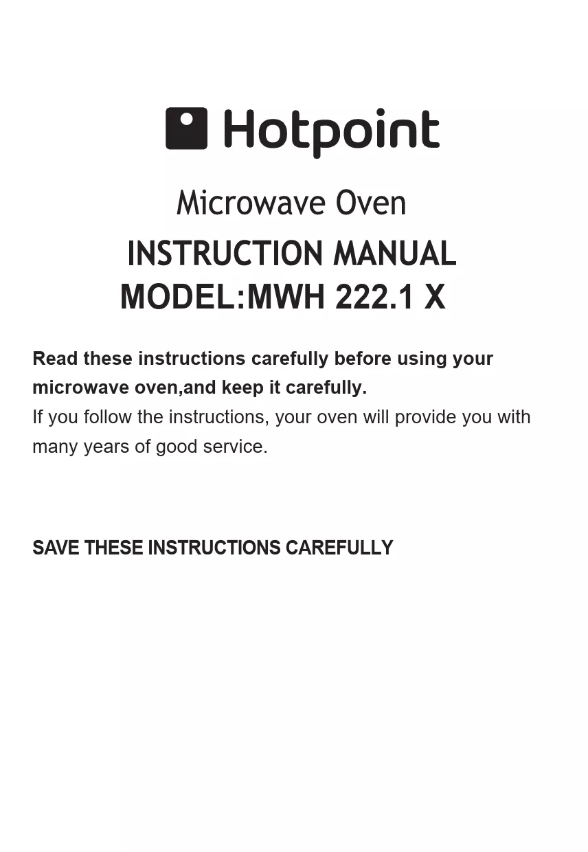 Mode d'emploi HOTPOINT MWH 222.1 X