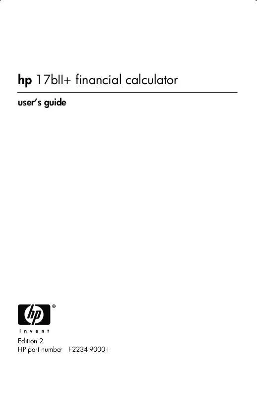Mode d'emploi HP 17BII+ FINANCIAL BUSINESS CALCULATOR