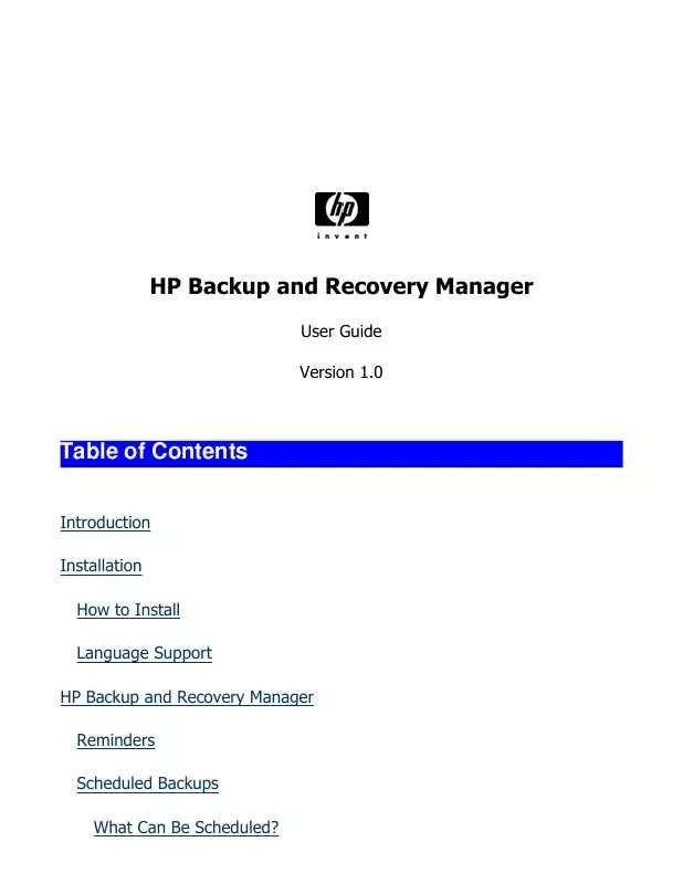Mode d'emploi HP BACKUP AND RECOVERY MANAGER