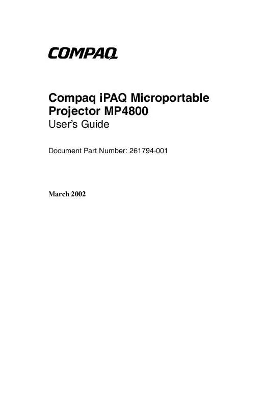 Mode d'emploi HP COMPAQ IPAQ MICROPORTABLE PROJECTOR MP4800