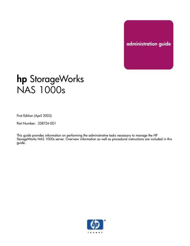 Mode d'emploi HP COMPAQ STORAGEWORKS S1000 NAS