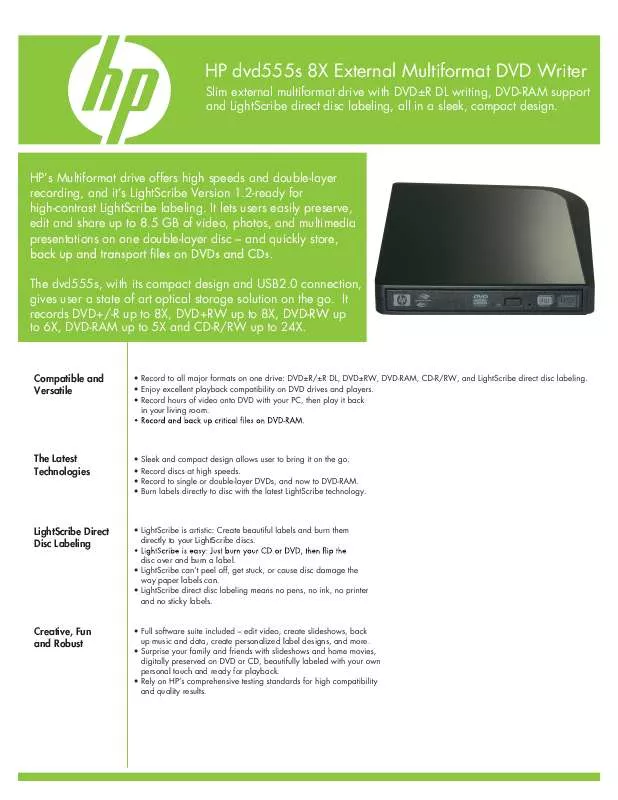 Mode d'emploi HP DVD555S SLIM