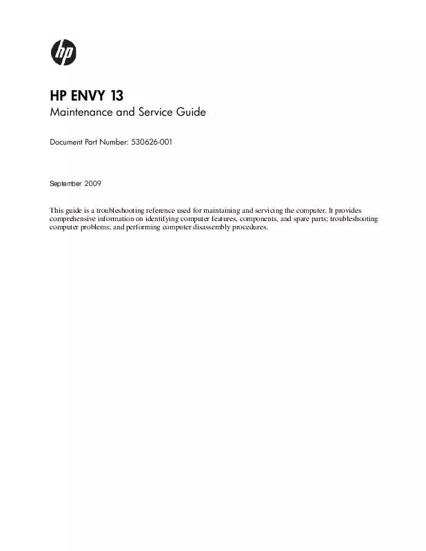 Mode d'emploi HP ENVY 13-1050EA
