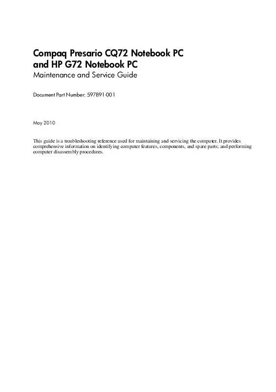 Mode d'emploi HP G72-101SA