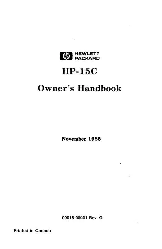 Mode d'emploi HP HP-15C