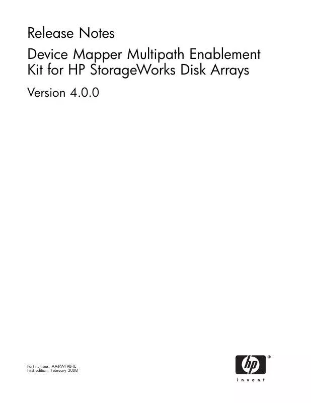 Mode d'emploi HP MULTI-PATH DEVICE MAPPER FOR LINUX SOFTWARE