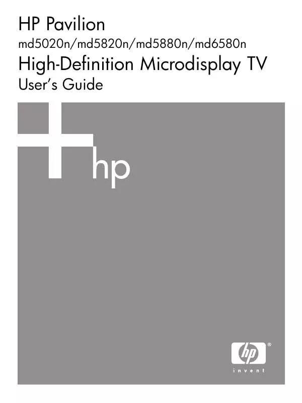 Mode d'emploi HP PAVILION MD5820N 58 INCH 720P MICRODISPLAY TV