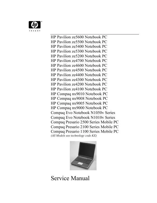 Mode d'emploi HP PAVILION ZE4500
