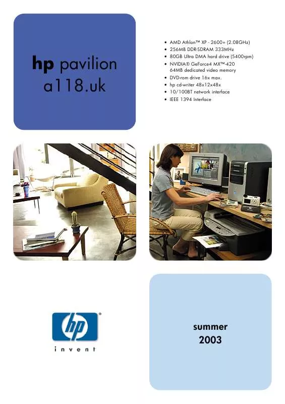Mode d'emploi HP PAVILION A118