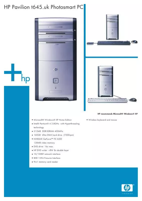 Mode d'emploi HP PAVILION T645
