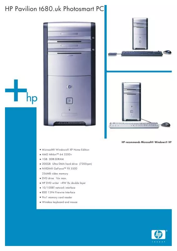 Mode d'emploi HP PAVILION T680