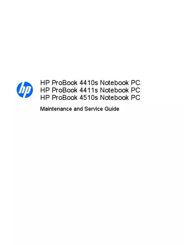 Mode d'emploi HP PROBOOK 4410S, 4411S, 4510S