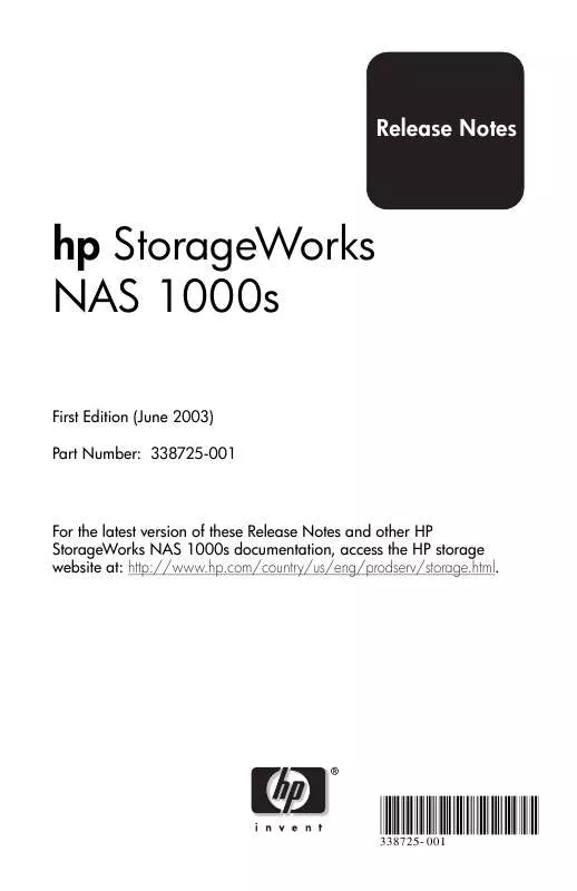 Mode d'emploi HP STORAGEWORKS 1000S NAS