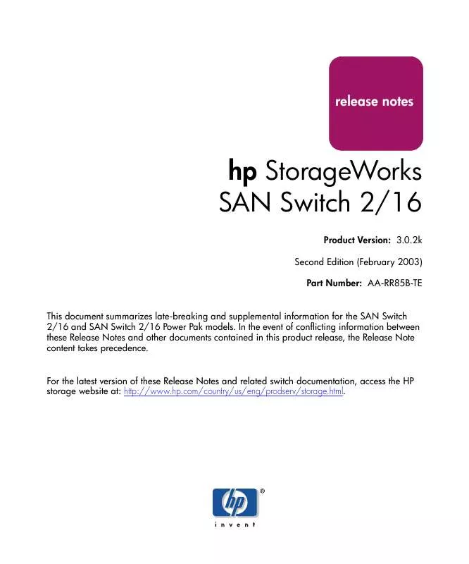 Mode d'emploi HP STORAGEWORKS 2/16 SAN SWITCH