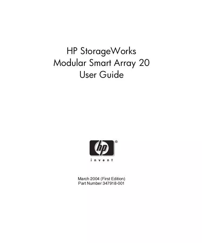 Mode d'emploi HP STORAGEWORKS 20 MODULAR SMART ARRAY