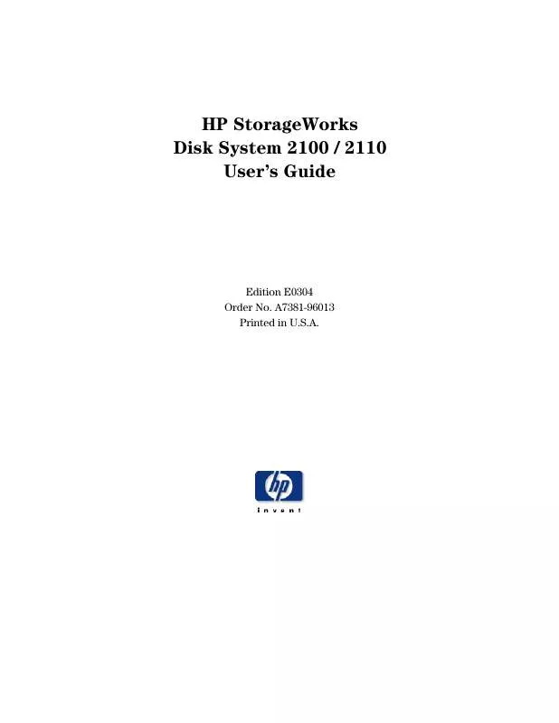 Mode d'emploi HP STORAGEWORKS 2110 DISK SYSTEM