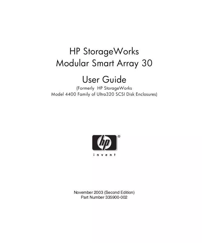 Mode d'emploi HP STORAGEWORKS 30 MODULAR SMART ARRAY