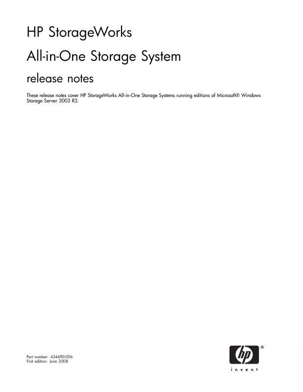 Mode d'emploi HP STORAGEWORKS 600 ALL-IN-ONE STORAGE SYSTEM