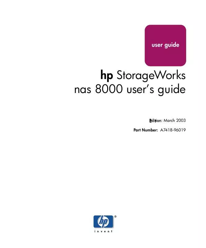 Mode d'emploi HP STORAGEWORKS 8000 NAS