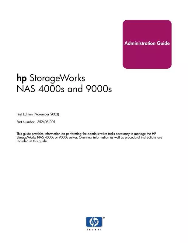 Mode d'emploi HP STORAGEWORKS 9000S NAS