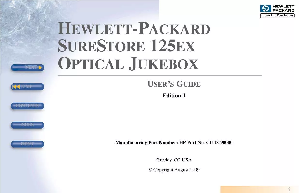 Mode d'emploi HP SURESTORE 125EX OPTICAL JUKEBOX