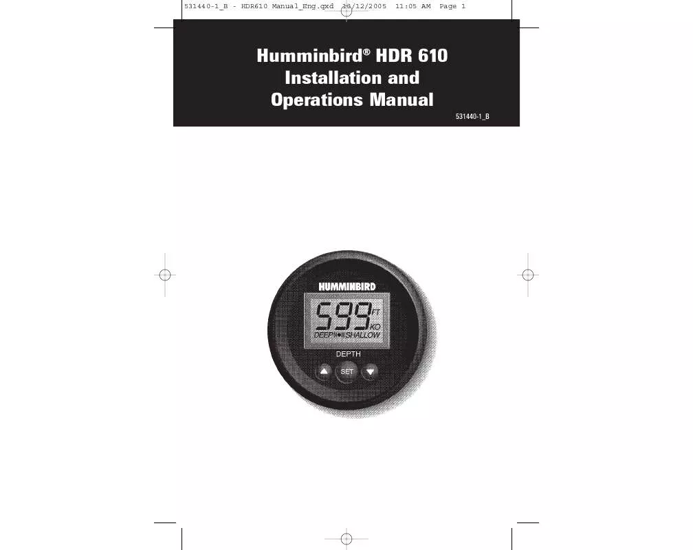 Mode d'emploi HUMMINBIRD HDR 610