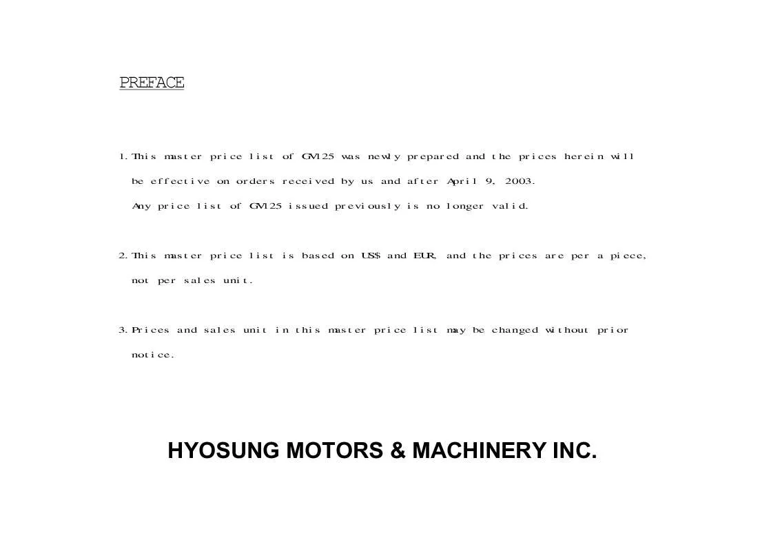 Mode d'emploi HYOSUNG GV125