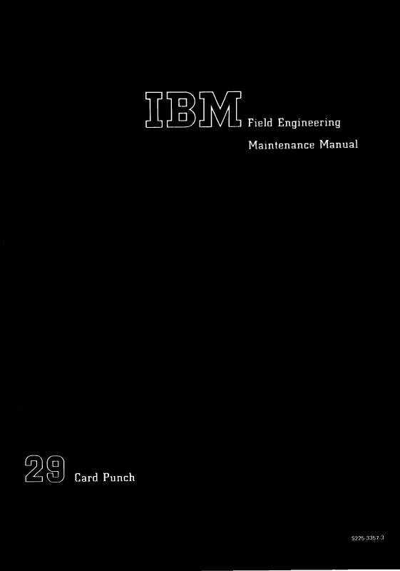 Mode d'emploi IBM 29 CARD PUNCH