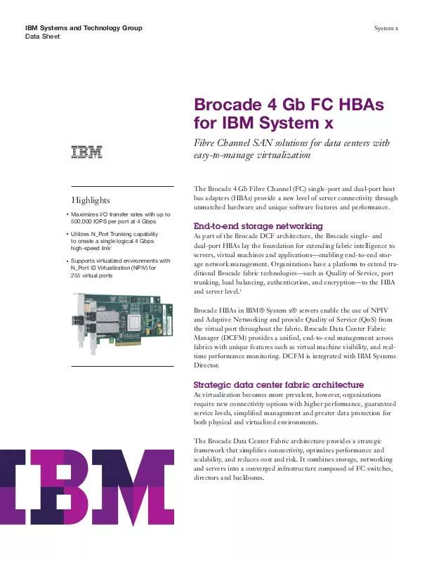 Mode d'emploi IBM BROCADE 4 GB FC HBAS
