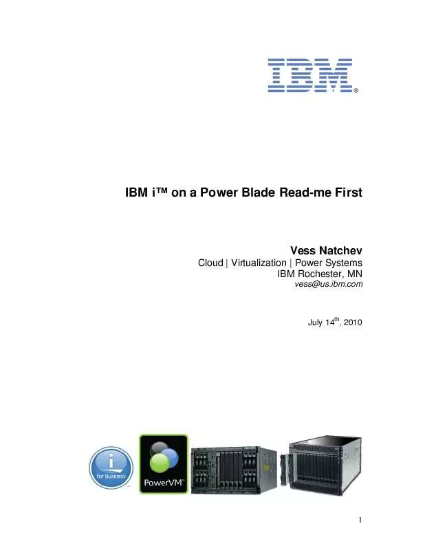 Mode d'emploi IBM IBM I ON A POWER BLADE