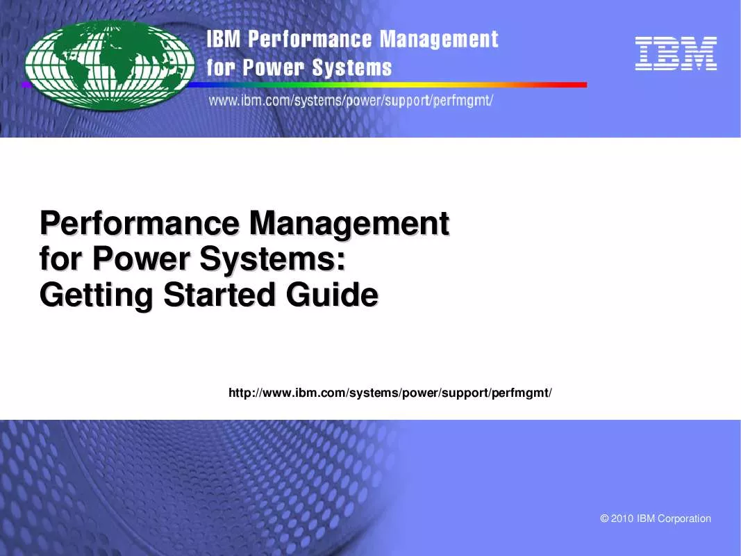 Mode d'emploi IBM PERFORMANCE MANAGEMENT FOR POWER SYSTEMS