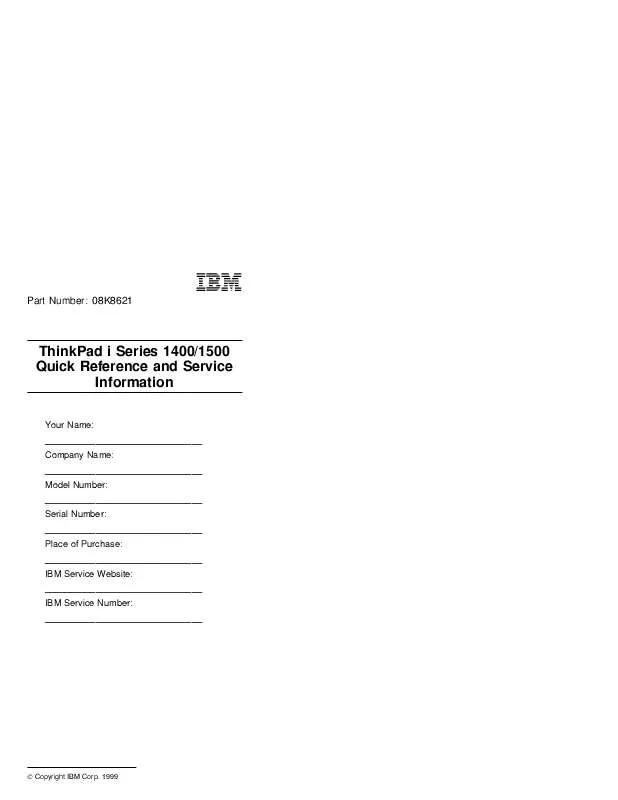 Mode d'emploi IBM THINKPAD 1400