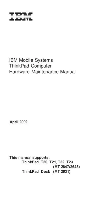 Mode d'emploi IBM THINKPAD T21