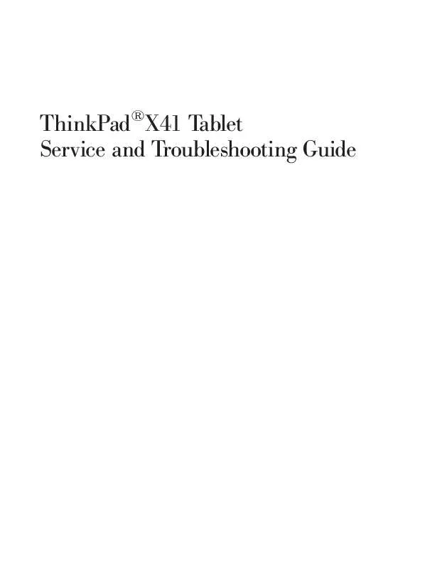 Mode d'emploi IBM THINKPAD X41 TABLET
