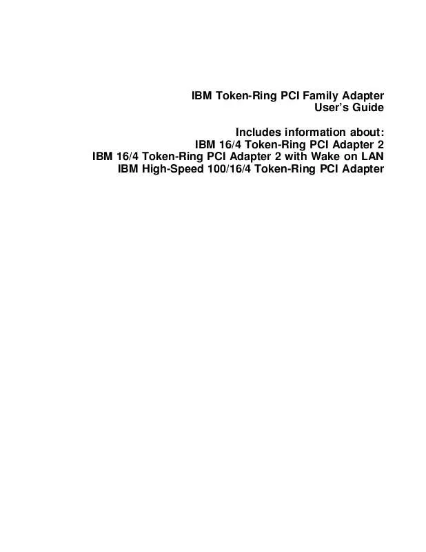 Mode d'emploi IBM TOKEN-RING PCI FAMILY ADAPTER